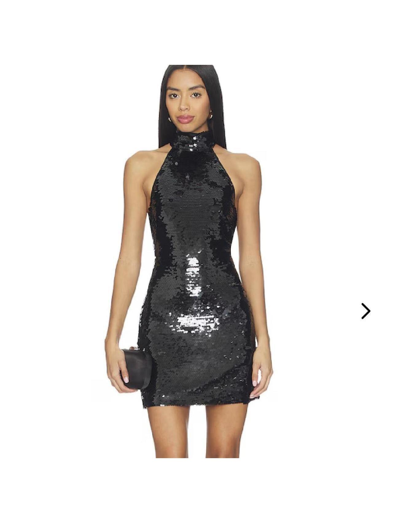 Sequin Black Hater Mini Dress With An Open Back